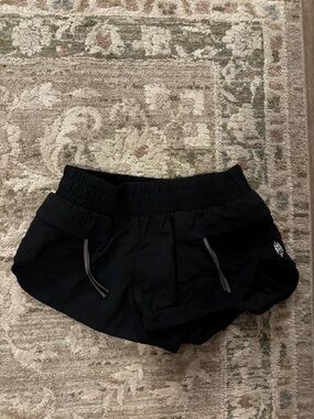 FP Movement by Free People Black Athletic Shorts with Gray Drawcords